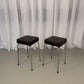Set of two vintage brown leather stools