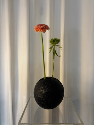 Black bulbous vase