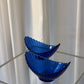 Set of 2 cobalt blue Arc France glass bowls