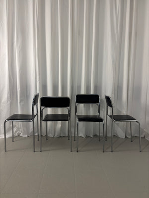 Set of 4 bauhaus chairs in black leather