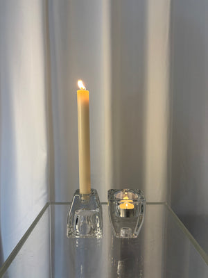Set of 2 reversible glass candle holders