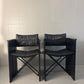 Set of 2 vintage black leather chairs