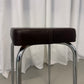 Set of two vintage brown leather stools