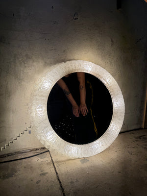 XXL 70s illuminated mirror by Hillebrand
