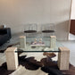 Glass & travertine coffee table