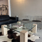 Glass & travertine coffee table