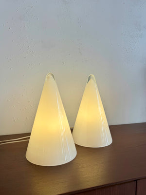 Set of 2 "Teepee" glass table lamps by SCE