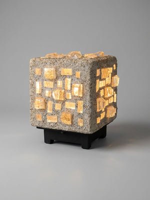 Brutalist Glass in Concrete Table Lamp