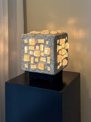 Brutalist Glass in Concrete Table Lamp
