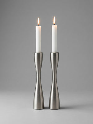 Set of 2 stainless steel candle holders