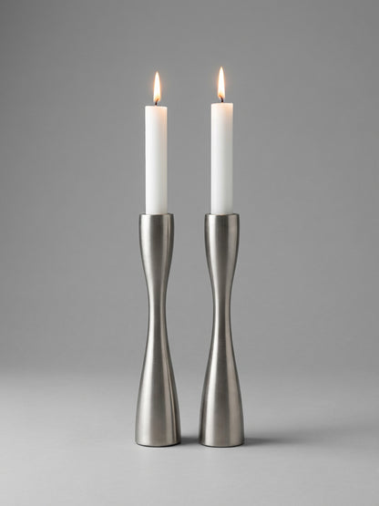Set of 2 stainless steel candle holders