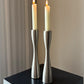 Set of 2 stainless steel candle holders