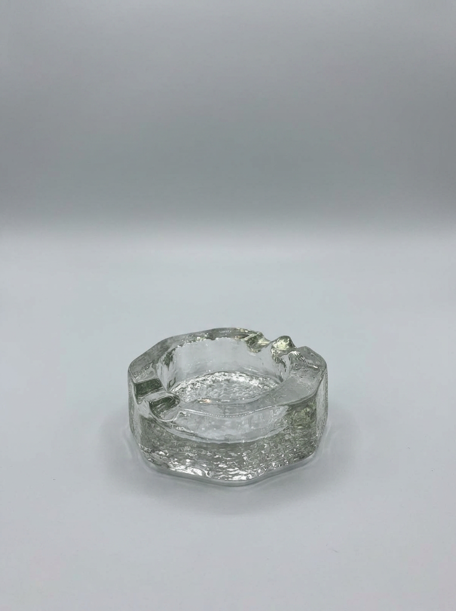 Heavy glass ashtray