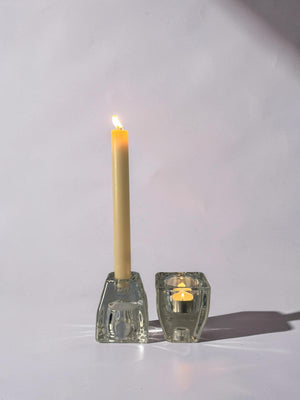 Set of 2 reversible glass candle holders