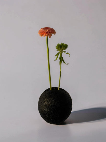 Black bulbous vase